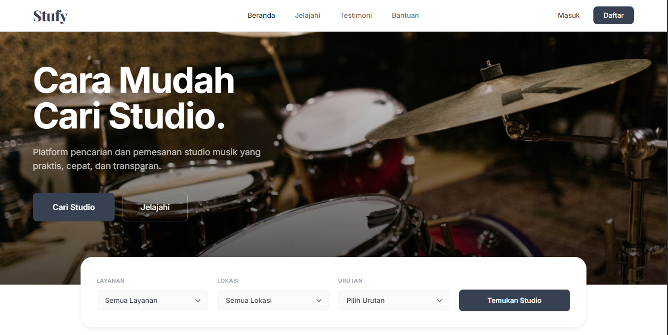 Portfolio Jasa Pembuatan Website Studio Marketplace Stufy oleh Bitratech Jakarta